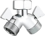 Tecmolog 2 Way Brass Hose Splitter Heavy Duty 3/4" Garden Hose Splitter with Shut Off Valve Chrome, DSF017A by Tecmolog