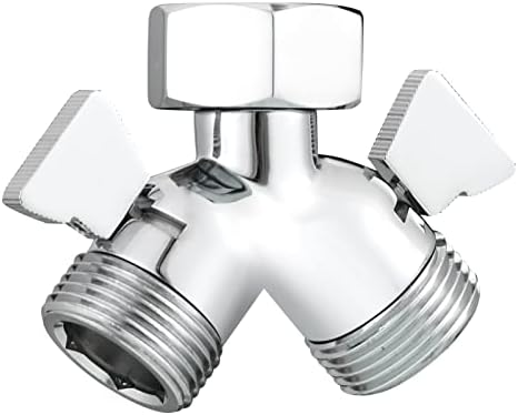 Tecmolog 2 Way Brass Hose Splitter Heavy Duty 3/4" Garden Hose Splitter with Shut Off Valve Chrome, DSF017A by Tecmolog