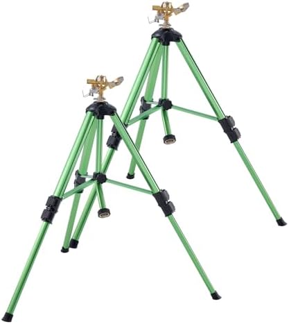 VEVOR Impact Sprinkler on Tripod Base, 2 Packs, Heavy Duty Tripod Sprinklers with Brass Head & 3/4" NH Connector, 360 Degree Large Area Irrigation Sprinkler, Adjustable Heights for Yard - Image 4