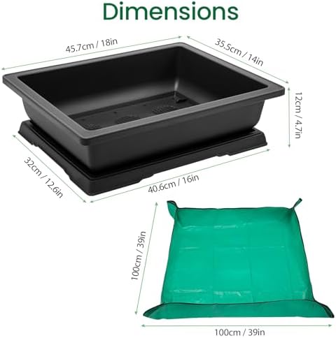 GROWNEER 3 Packs 18 Inch Large Bonsai Training Pots with Drainage Trays - Image 2