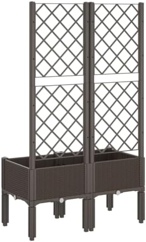 Garden Planter Box with Trellis Brown PP 31.5x15.7x55.9 Inch - Image 5
