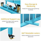 DWVO 47x18x31in Raised Garden Bed HDPE, Weather-Resistant Poly Wood Planter Box Stand, Planter Box with Legs, Storage Shelf & Lockable Wheels, Elevated Garden Bed for Backyard Patio - Aruba Blue - Image 4