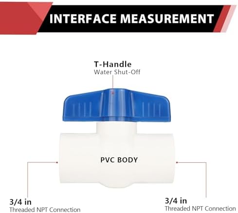 30piece EFIELD 3/4" PVC Ball Valve (FPT Threaded) Schedule 40,Blue Lever - Image 2
