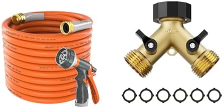 SPECILITE Garden Hose 50 ft x 5/8 in Heavy Duty + Garden Hose Splitter 2 Way by SPECILITE