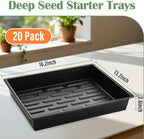 RooTrimmer 20 Pack Nursery Pots Trays (16.5"x13.2"x2.8"), Plastic Seed Starter Trays, Durable Carrying Seedling Starter Tray, Reusable Tray for Planting and Collecting Drainage Water (Black) - Image 2