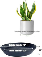 Ceramic Plant Saucer Tray 12 14 15 Inch Black, 15" OD x12.25 ID x2.2 Deep| Extra-Large Size Sturdy Heavy Duty Glazed Bevel Planter Drip Flower pots with Catch Basin for Indoor Outdoor Plants - Image 2