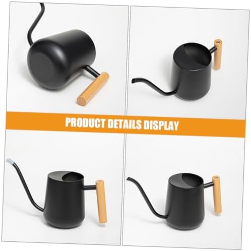 Stainless Steel Watering Pot 1000ml with Wood Handle Black - Image 5
