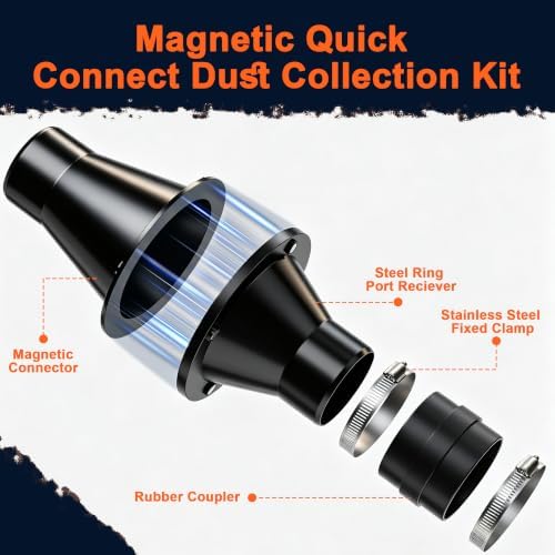 2-1/2" Magnetic Dust Collection Fittings, 7 Pack Dust Collector Kit for 2.5 Inch Shop Vac Hose One-to-Multi Quick Connect and Switch Dust Collection Hose System for Workshop Woodworking Shop Vacuum - Image 3
