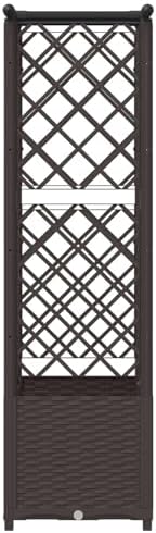 Polypropylene Raised Garden Bed with Trellis & Roof, Brown - Image 5