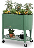Permasteel Raised Garden Bed with Legs, 40×20×37 in, Planter Box with EnGrow™ TrueSoil™ Technology for Vegetables, Flowers, Herbs, and Fruit, Outdoor Indoor, Storage Shelf, Sage by Unknown