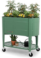 Permasteel Raised Garden Bed with Legs, 40×20×37 in, Planter Box with EnGrow™ TrueSoil™ Technology for Vegetables, Flowers, Herbs, and Fruit, Outdoor Indoor, Storage Shelf, Sage by Unknown