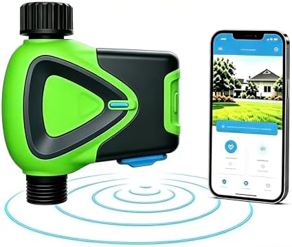 Garden Hose Timer, App Controlled Irrigation Controller with Rain Delay, Auto & Manual Watering Mode,Waterproof Digital Sprinkler Timer for Outdoor Lawn Yard Patio Irrigation System,Green by Comboss