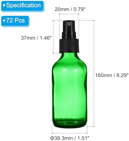 PATIKIL 2oz Glass Spray Bottles, 72pcs Nozzle Leak Proof Empty Water Mist Stream Sprayer for Cleaning Solutions Plants Hair, Green Black - Image 2