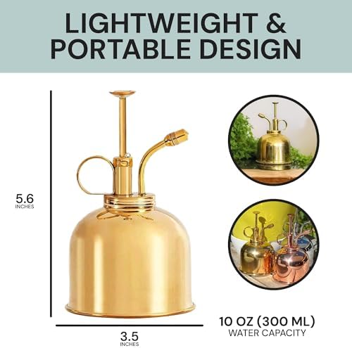 Sustainable Village Indoor Plant Mister - Brass Water Mister Spray Bottle Plants Indoor - Plant Sprayer Mister Stainless - Vintage Spray Bottle for Terrarium - Image 3
