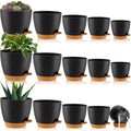 Remerry 15 Pcs 7/6.5/6/ 5.5/5 Inch Self Watering Planters with Drainage Hole Plant Pots Plastic Flower Pots Self Watering Pot and Saucer Reservoir for Garden Plant Flower(Black) by Remerry