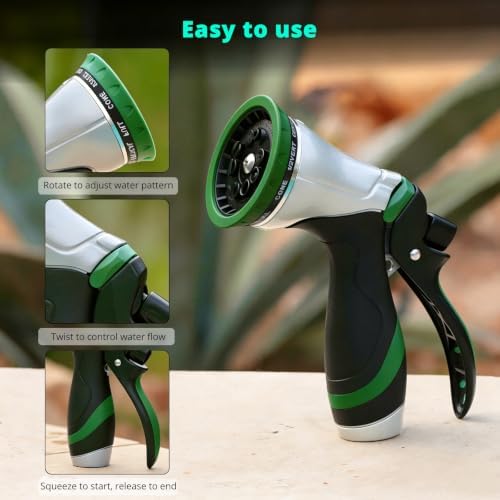 QUOBAS Metal Garden Hose Nozzle, Heavy Duty Water Hose Sprayer, Leak Proof - Image 5