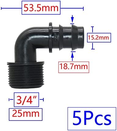 Generic 5pcs 1/2" 3/4" Male Connector To Barb 16mm 20mm 25mm PE Hose Elbow Adapter Garden Irrigation Drip Irrigation System(Yellow) - Image 2
