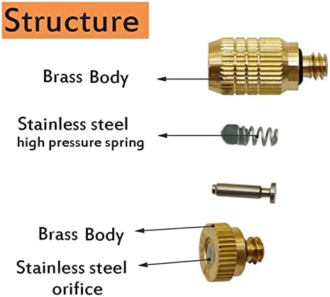 Brass Misting Nozzle, 30 Pcs High Pressure Brass Mister Nozzles for Sprayer 0.1-0.9mm .004-0.035 in Orifice(0.1MM) - Image 3