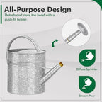 Galvanized Iron Watering Can for Indoor Plants, Oval Watering Cans for House Plant Garden Flower, Long Spout Water Can for Outdoor Watering Plants 9.46L 2.5 Gallon - Image 4