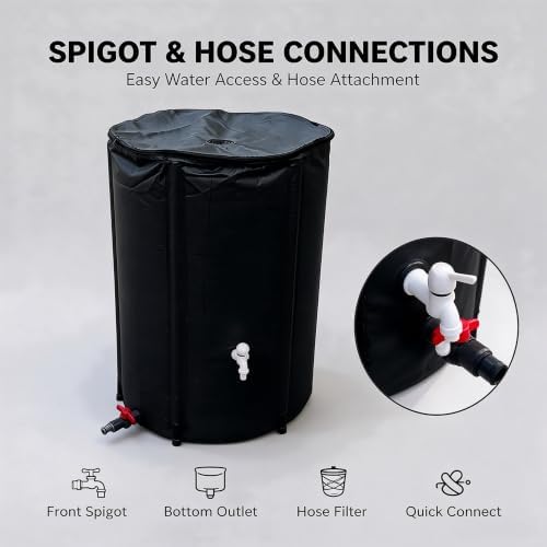 Collapsible Rain Barrel, Outdoor Rainwater Collection Storage Container (13.21, Gallons) - Image 7