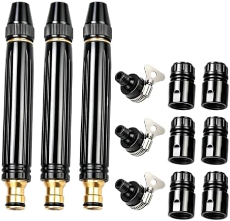 Home High Pressure Hose Nozzle Car Wash Water Gun, with 360°Adjustable 3-Mode Spray,Duty Metal Garden Hose Nozzle with Leak Proof Brass Connector for Car Wash, Lawn, Patio Cleaning(6pcs) by Unknown