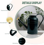 LONGRUN 2.3 Gallon Dark Green Metal Watering Can Gold Nozzle for Plants and Garden with Removable Spout, Made of Galvanized Iron - Image 3