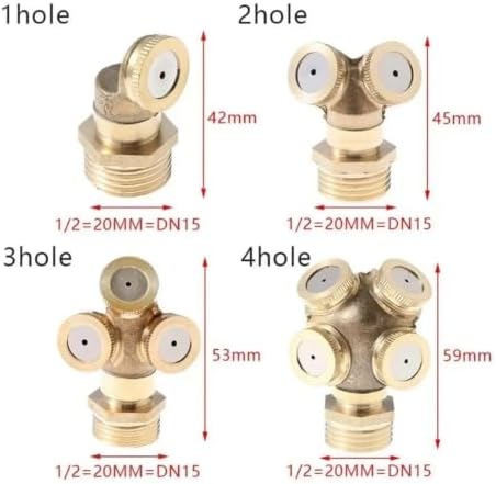 1Pc 1/2" Misting Nozzle Brass Atomizing Spray Fitting Nebulizer Hose Connector Water Sprinkler Adjustable Garden Lawn - Image 4