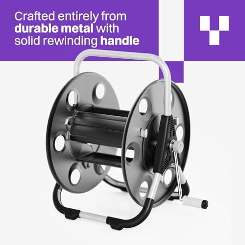 FREEDOM Portable and Wall-Mountable Garden Hose Reel equipped with 5/8' 100ft, Kink-Free Hybrid Hose, Lightweight, Easy Setup. Spray Nozzle and Leader Hose Included - Image 5