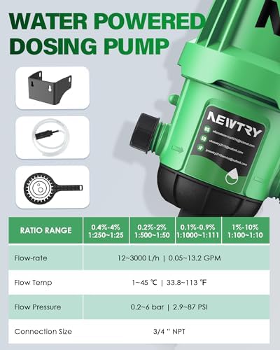 NEWTRY Fertilizer Injector for Drip Irrigation, 0.4%-4% Dosing Pump - Image 3