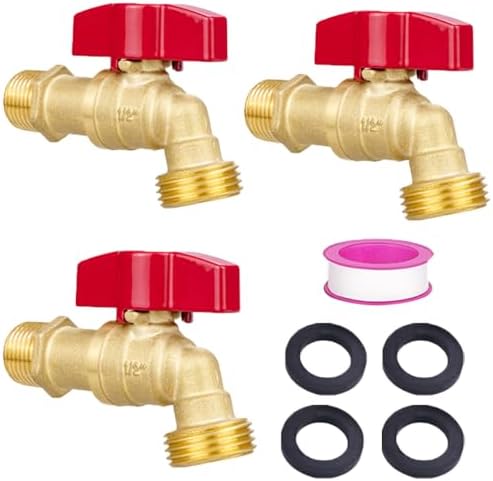 Brass Hose Bib 2PCS, 1/2"x 3/4" Outdoor Water Spigot, Outside Garden Faucet by TMOK