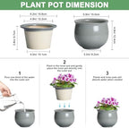 6 Inch Ceramic African Violet Pot, Easy Self Watering Pots with Absorbent Inner Pot, Round Self Watering Planter, Ceramic Pots for Plants Indoor, Apartment Decor, Housewarming Gifts, Grey - Image 2
