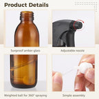 4 Pcs 125ml Amber Glass Spray Bottles with Weight Ball Straws, 6.7 x 1.8 in Empty Refillable Containers with Adjustable Nozzles, Dark Spray Bottles for Cleaning Solutions, Plants, Hairs - Image 6