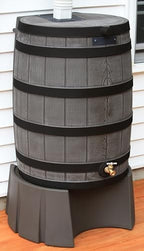 Good Ideas Rain Wizard 50 Gallon Plastic Rain Water Collection Barrel Stand, Oak - Image 4