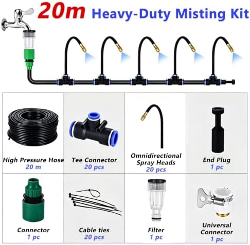 Outdoor Misting Kit for Site, Spray System with Brass Mist Nozzles - Image 2