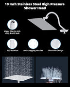 Hibbent All Metal High Pressure Rainfall 10'' Shower Head with Handheld - Image 4