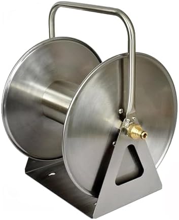 Stainless Steel Garden Hose Reel, Heavy Duty Wall or Floor Mounted Hose Holder for Outdoor Use, Portable Metal Storage Solution by Unknown