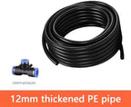 Brass misting nozzle tee with 8-inch built-in hose adjustable 360° rotation for outdoor patio garden cooling system Atomizing nozzle + 12mm tee belt 10 meters PE pipe - Image 3
