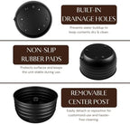 Monarch Abode Garden Hose Holder with Lid – Decorative Water Hose Holders for Outside, Border Embossed Metal Matte Black Pot with Drainage, 100ft Waterhose Holder for Outside, Garden Storage Caddy - Image 5