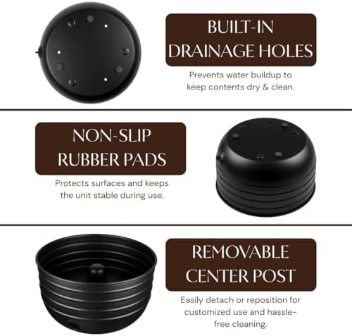 Monarch Abode Garden Hose Holder with Lid – Decorative Water Hose Holders for Outside, Border Embossed Metal Matte Black Pot with Drainage, 100ft Waterhose Holder for Outside, Garden Storage Caddy - Image 5