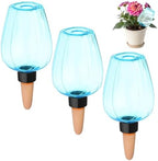 M METERXITY 3-Pack Plant Self Watering Globes, 5.1 oz Plastic Rose Water Bulbs Top Fill for Indoor/Outdoor Plants, Self Watering Spikes Slow Release Terracotta [Blue] by MMETERXITY