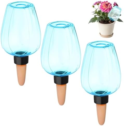 M METERXITY 3-Pack Plant Self Watering Globes, 5.1 oz Plastic Rose Water Bulbs Top Fill for Indoor/Outdoor Plants, Self Watering Spikes Slow Release Terracotta [Blue] by MMETERXITY