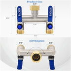 Brass Garden Hose Splitter 2-Way Heavy Duty - 3/4" GHT Threads with 2×304 Stainless Steel Handles, High Flow Design for Efficient Water Distribution - Image 6