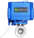 U.S. Solid 1/2 in 304 Stainless Steel Motorized Ball Valve, NSF Certified, Full Port, 9-24 V AC/DC, 3-Wire Latching Self-Hold, Manual Override, Position Indicator - Image 2