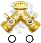 Garden Hose Quick Connect 3/4 Inch Brass Garden Hose Splitter Y-Type 2 Way Outdoor Faucet Connector by Unknown