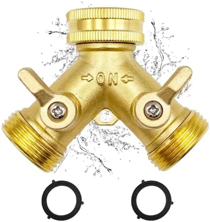 Garden Hose Quick Connect 3/4 Inch Brass Garden Hose Splitter Y-Type 2 Way Outdoor Faucet Connector by Unknown