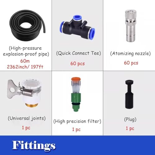 Industrial Mist Cooling Set for Dust Suppression On Construction Sites, 360° Rotating Hose, Adjustable Nozzles for Water Quantity Control and - Image 5