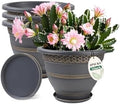 Usocik 12 Inch Pots for Plants, 4 Pack, Gold Plaid by Usocik