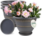 Usocik 12 Inch Pots for Plants, 4 Pack, Gold Plaid by Usocik