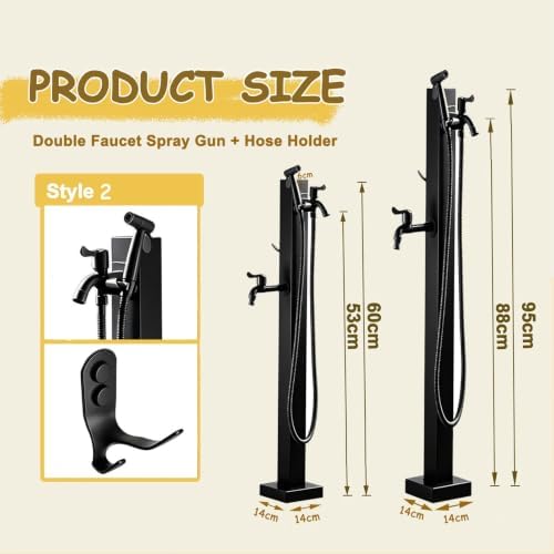 Freestanding Outdoor Water Column Faucet Garden Water Spigot Hose Stand - Image 2
