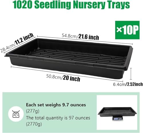 RooTrimmer 10 Pack 1020 Trays and 10 Pack 1020 Mesh Bootom Trays, 20'' x 10'', Heavy Duty Propagation Flats for Microgreens, Seed Starting, Soil Blocks, Hydroponics & Wheatgrass (10 Sets) - Image 6
